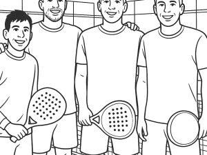 Neli professionaalset padelimängijat tegevuses intensiivsel treeningmatšil Padel2.0 klubis