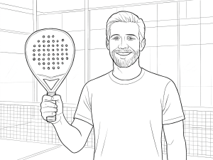Sort-hvid tegning af Nox AT Genius Attack 18K 2024 padelketcher med diamantform og tekstureret overflade