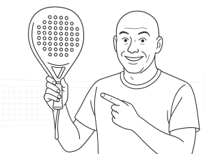 Svart-hvitt skisse av Nox AT2 LTD Genius padelracket med hybridform og teksturert overflate