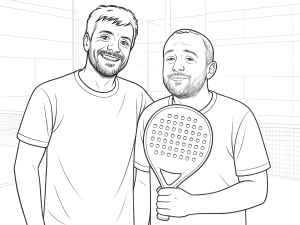 Svart-hvitt skisse av Nox VK10 Luxury padelracket med rund form og teksturert overflate