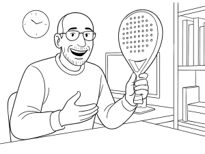 Dessin noir et blanc de la raquette de padel Oxdog Hyper Pro 2.0 avec forme goutte d'eau et surface texturée