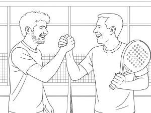 Paquito Navarro e recensore che si scambiano colpi di vibora su un campo da padel, entrambi concentrati e sorridenti