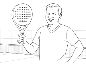 Zwart-witte schets van het Sane Assassin Soft III 2024 padelracket met metallic roze accenten