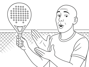 Musta-valkoinen luonnos Starvie 2024 padelmailamallistosta, jossa korostetaan uusia malleja ja designominaisuuksia