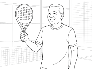 Boceto en blanco y negro de la pala de pádel StarVie Dronos Speed 2024 con superficie texturizada y correa de muñeca