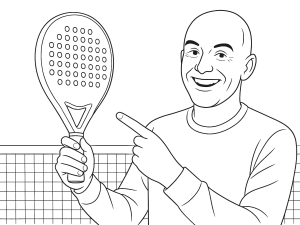 Raquette Bullpadel Ionic Power 2024 en forme de diamant avec équilibre haut et surface texturée, dessinée en noir et blanc