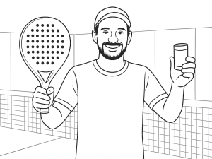 Timantinmuotoinen Volt 1000 v4 -padelmaila, jossa pitkä grippi ja karhea pinta, mustavalkoisena