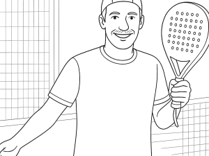 Svart-hvitt skisse av Xcalion H1-18 padelracket med skarpe kanter og eksponert karbonfinish